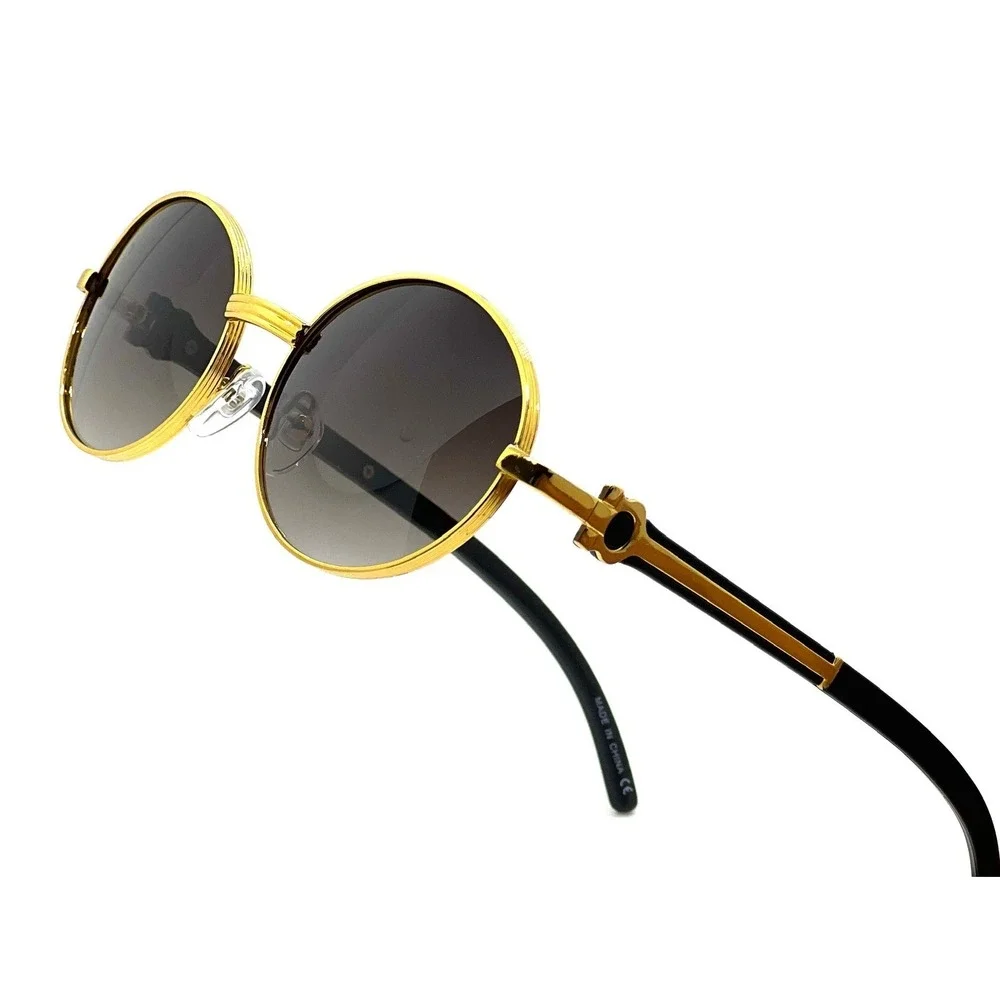 Sunglasses Gold Frame with Black Accent Designer Style Men's Fashion Hip Hop New